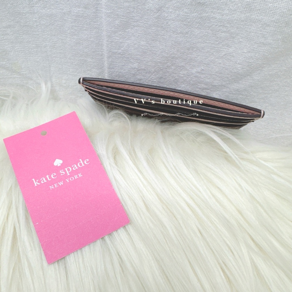 NWT Kate Spade Staci Small Slim Card Holder Rose Smoke Pink Burgundy WLR00125 - Picture 3 of 3